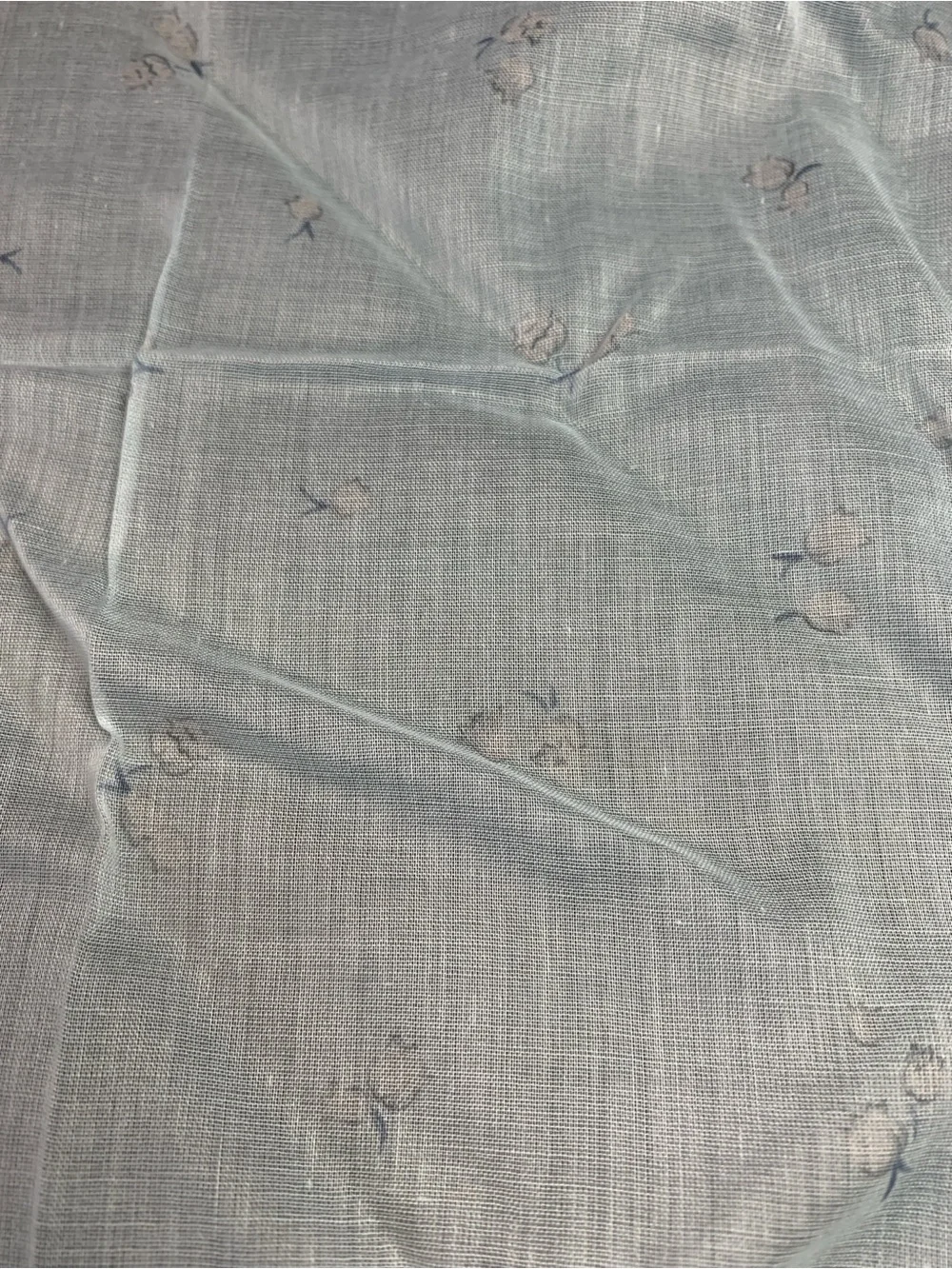 Dior Light Blue and Navy Floral Cotton Mini Scarf